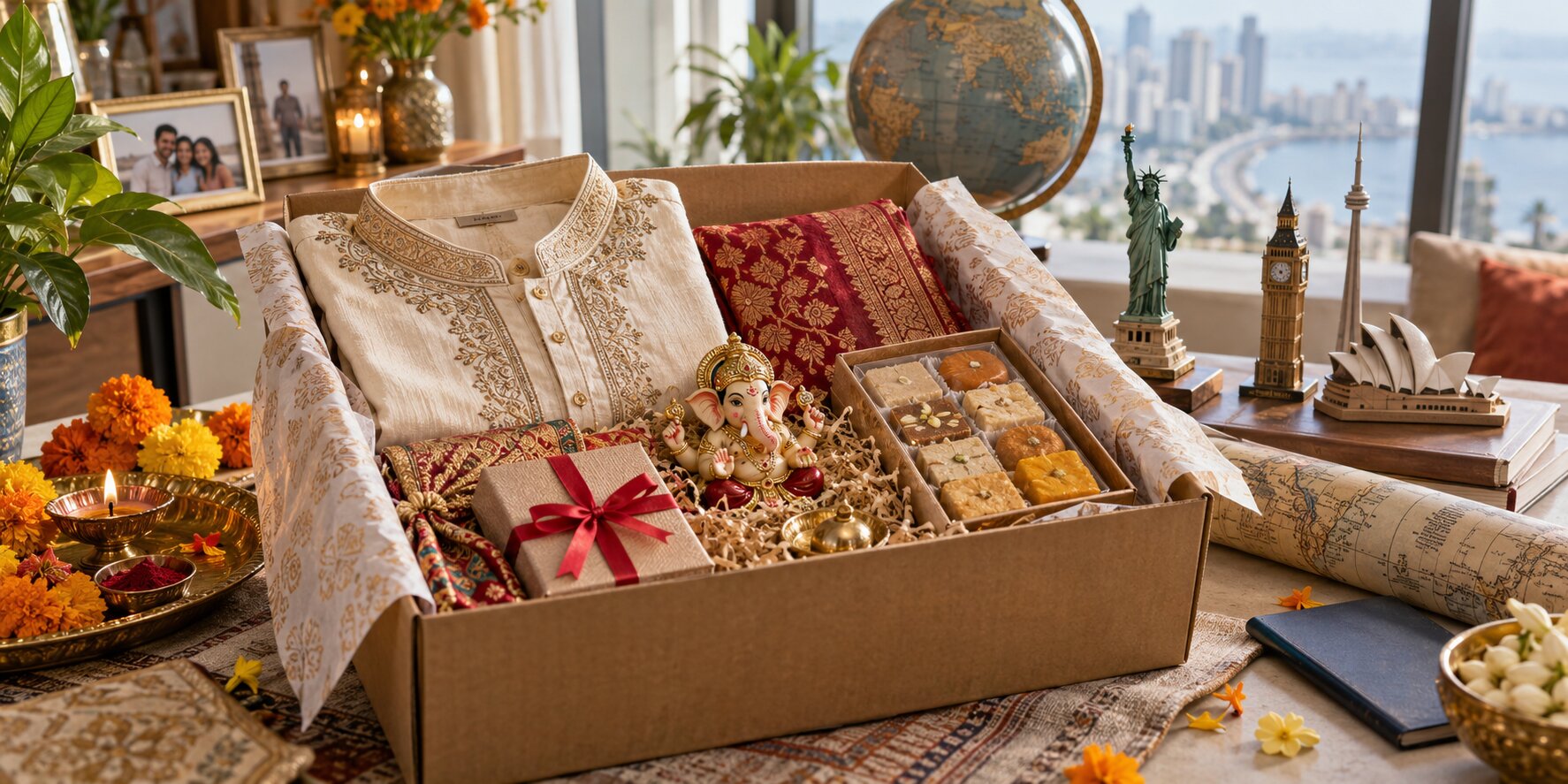 Ganpati festival gifts packed in Mumbai for overseas delivery