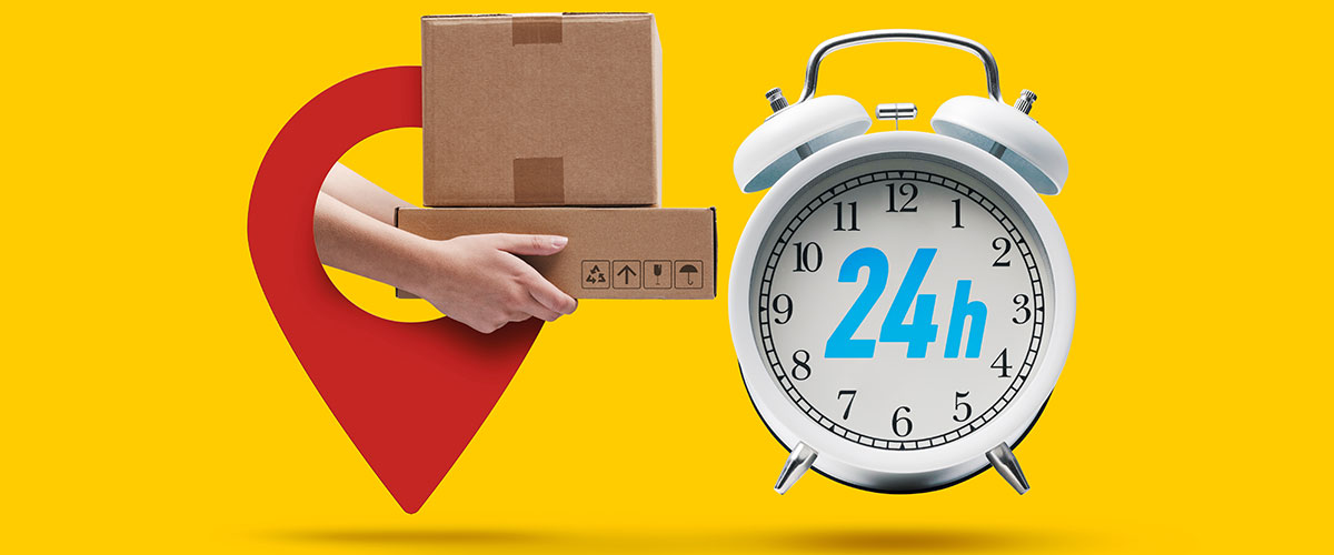 24hr clock location pin courier boxes
